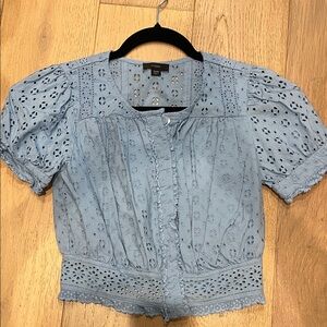 J. Crew Light Blue Eyelet Blouse